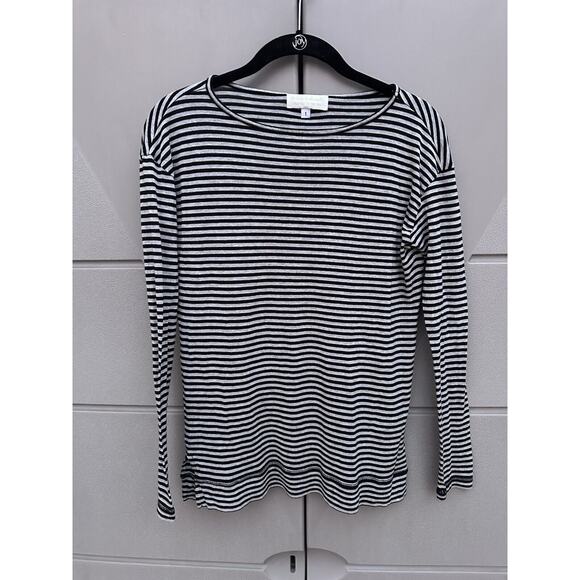 The Lady & The Sailor Jersey Striped Black & Grey Long Sleeves Tee Crew Neck S - Picture 2 of 9